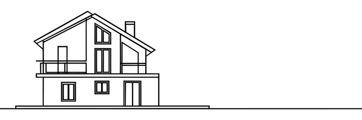 modern house line drawing. Construction concept