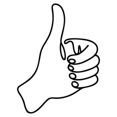 Continuous line one line hand thumbs up.