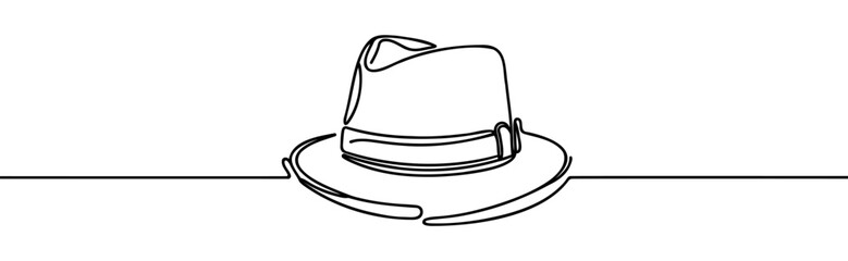Continuous one line drawing of hat. Isolated on white background vector illustration