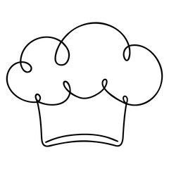 Continuous one single line drawing of chef hat or cap . Menu food design. Illustration with quote template. Can used for menu restaurant sketch
