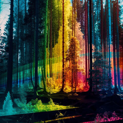 Adorn your wall with a multicolor forest and jungle featuring a captivating Nature-Themed Art