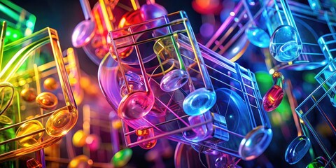 Fototapeta premium Elegant Transparent Music Notes Clip Art for Creative Projects and Musical Themes in Design Work