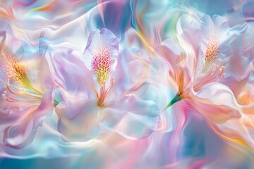 Azalea flower with rainbow-colored light in close-up