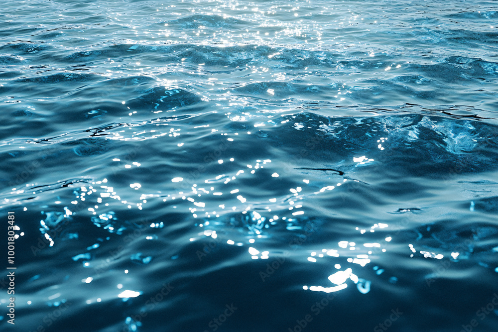 Poster a close-up of ocean water with gentle ripples and sunlight reflections creating a calming and serene