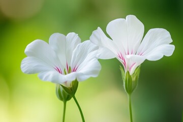 Obraz premium Three white and pink flowers in closeup. Cambridge, Massachusetts.