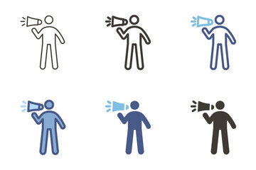 Person with megaphone vector icon. Announcement, communication, public speaking. Marketing and campaign graphic element.