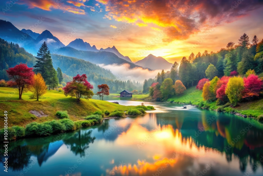 Aufkleber ethereal light and soft blur creating a dreamy atmosphere in a serene nature setting