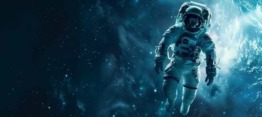 Fototapeta premium Astronaut navigating the cosmic void on a spacewalk