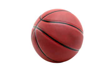 Transparent Basketball Texture Close-up - Red Leather, Black Lines, Surface Detail
