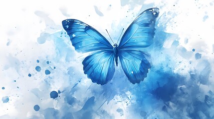 Watercolor Blue Butterfly
