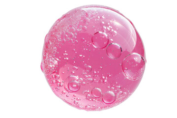 Transparent Pink Gel Sphere with Bubbles - Abstract Texture and Form