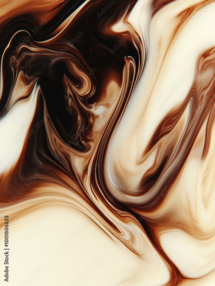 Poster swirling coffee gently mixes with milk to create an abstract art piece showcasing rich textures and 