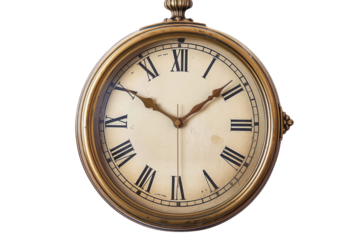 Transparent Antique Pocket Watch with Roman Numerals Time Concept