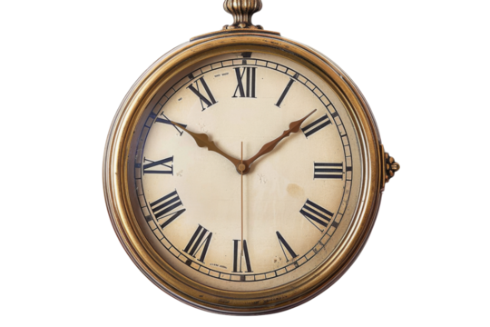 Transparent Antique Pocket Watch with Roman Numerals Time Concept