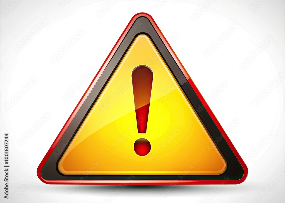 Poster flat icon representing risk concept with warning sign and exclamation mark for creative projects