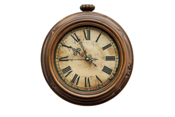 Transparent Antique Clock Face with Roman Numerals, Timekeeping and Vintage Design