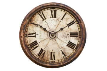 Transparent Antique Roman Numeral Clock Face with Distressed Detail