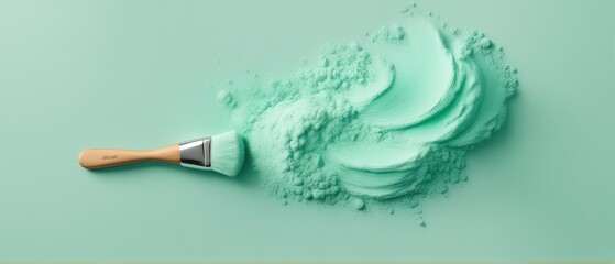 Mint Green Makeup Brush and Powder Swirl