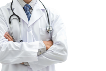 Transparent Doctor's White Coat with Stethoscope and Tie, Medical Professional Concept