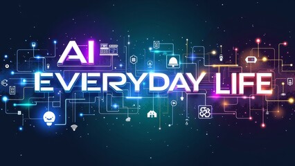 AI for Everyday Life Text with Smart Devices Icons