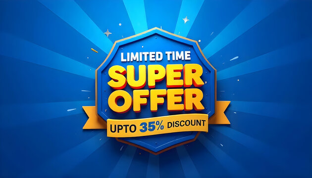 3D badge shape super offer sale promotion discount background