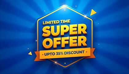 3D badge shape super offer sale promotion discount background