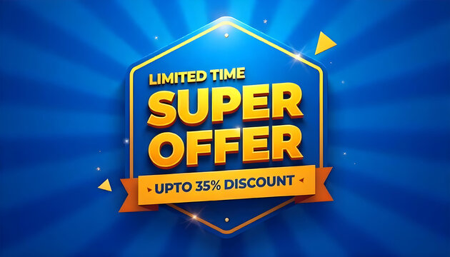 3D badge shape super offer sale promotion discount background