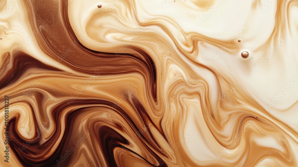 Fototapete swirling patterns of coffee and milk blend together in a mesmerizing display of rich hues and textur