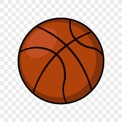 Fototapeta premium Basketball icon, orange ball with black outline, vector illustration.