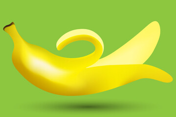 Realistic banana fruit, vector illustration.