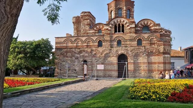 Medieval Eastern Orthodox Church of Christ Pantocrator in the old town of Nessebar, UNESCO world heritage in Bulgaria, ancient Mesembria