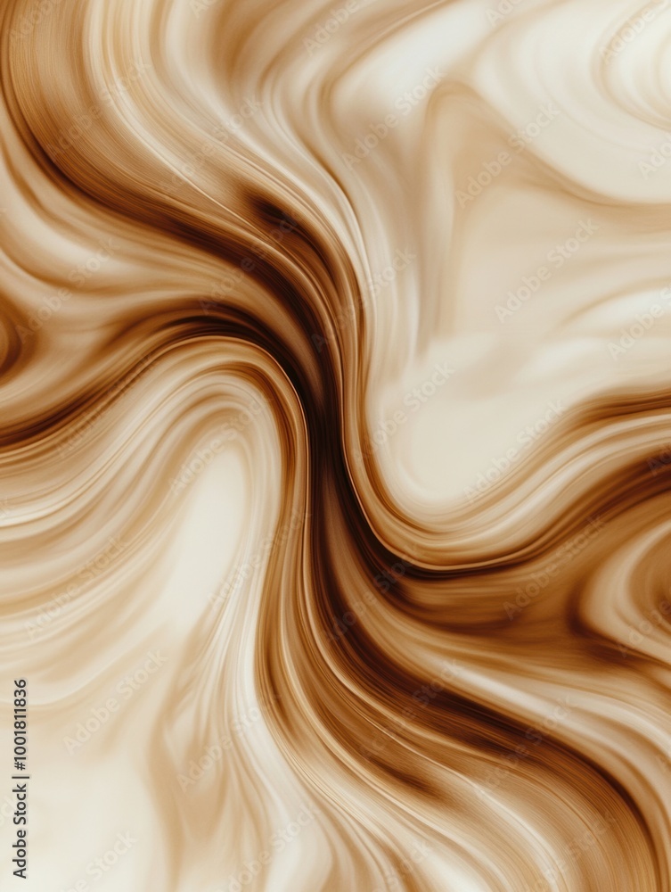 Leinwandbilder Swirling patterns of coffee and milk blend together in an abstract representation of their dynamic interaction. Generative AI