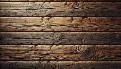 Fototapeta premium Close-Up View of a Weathered Wooden Wall Surface with Aged Planks, Visible Grain, Cracks, and Natural Imperfections. A Rustic and Organic Texture. AI-generated