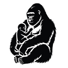 Fototapeta premium Gorilla Family Silhouette