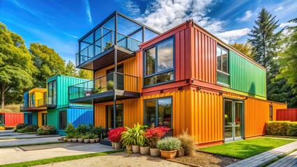 Obraz premium Innovative Modern Shipping Container Homes Blending Sustainability with Contemporary Design Trends