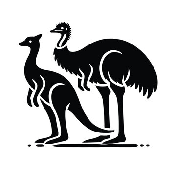 recommend clip art: Kangaroo and Emu Silhouette