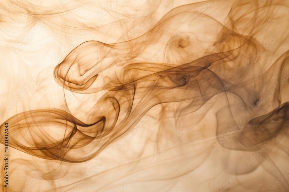 Aufkleber Abstract swirling smoke patterns blend seamlessly with deep coffee tones, creating a visually striking composition. Generative AI