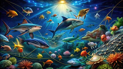 Intricate Food Web in the Ocean Ecosystem: Connecting Marine Life and Energy Flow Underwater
