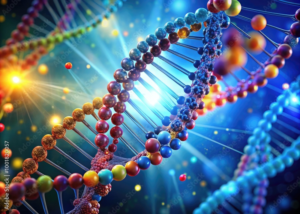 Aufkleber intricate visualization of gene structure with dna helix in a scientific and educational context