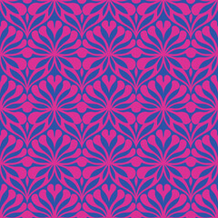 Fototapeta premium Seamless Geometric Flower Pattern in Magenta and Blue Tones