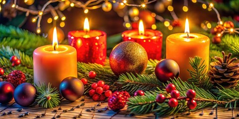 Joyful Christmas Carols Scene with Festive Decorations and Soft Candlelight Glow for Holiday Spirit