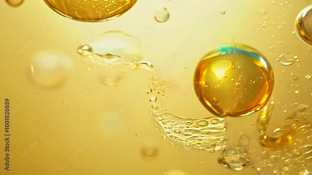 Poster abstract colorful background filled soap foam bubbles captured macro closeup shimmering golden yello