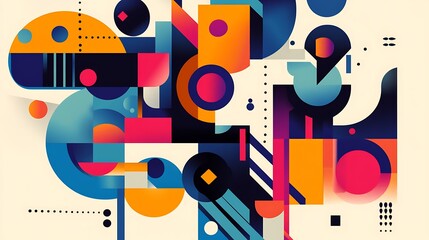 Obraz premium Abstract geometric shapes in vibrant colors.