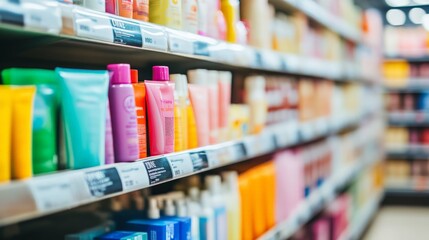 Vibrant Cosmetics Aisle in a Modern Retail Store