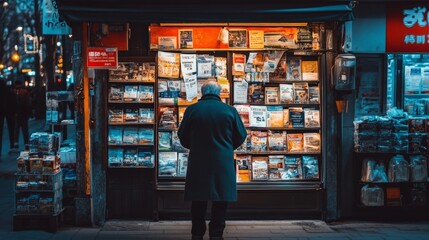 Fototapeta premium Browsing Books at the Neighborhood Bookstore
