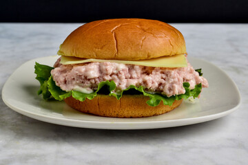 spam salad  sandwich top with swiss cheese