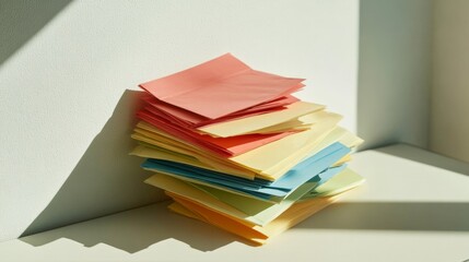 Colorful Stack of Sticky Notes on a Bright Background