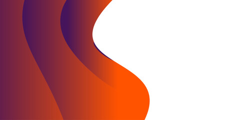 Purple and orange curved shapes on white background. Suitable for use as backdrop, presentation, cover, banner, etc.