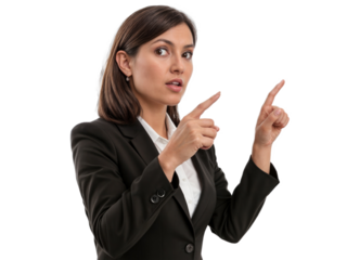 Mulher de negócios em momento de explicação de algum assunto importante