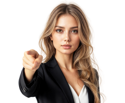 Mulher de negócios apontando o dedo para frente 